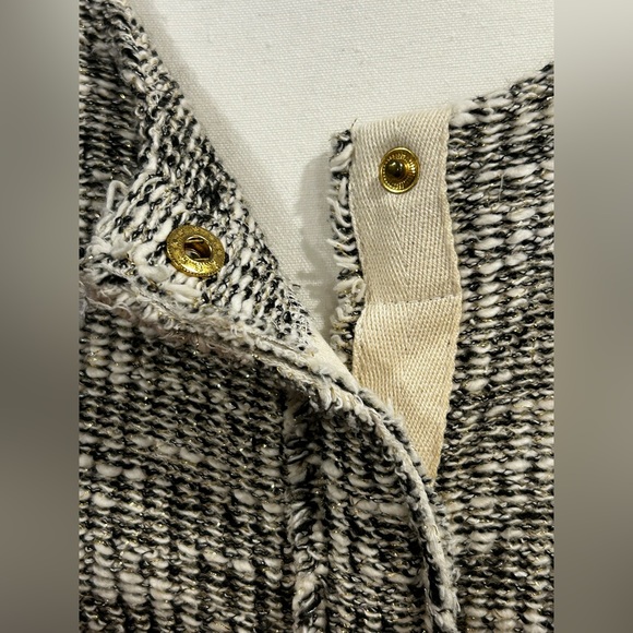ANTHROPOLOGIE CARTONNIER Cream & Grey with Gold Details Button Cardigan/Blazer - Picture 4 of 12